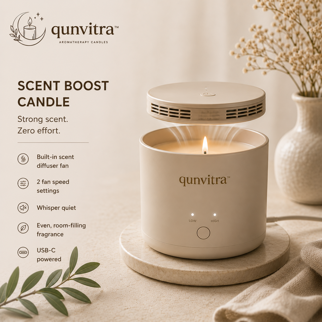 Qunvitra™ AirPulse Scent Boost Candle