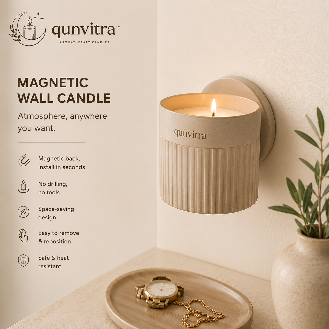 Qunvitra™ SnapMount Magnetic Wall Candle